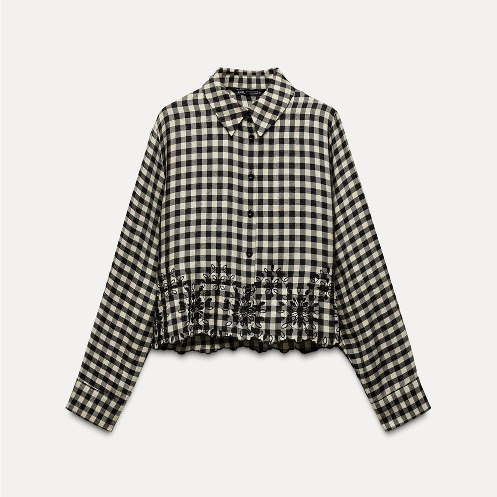 Checkered Blue and Cream Top